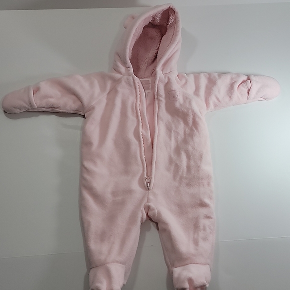 Old Navy Fleece Bear Snow Suit Pink 0-3 Months - Picture 2 of 10